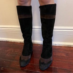 Pas De Rouge Knee High Brown and Black Boots